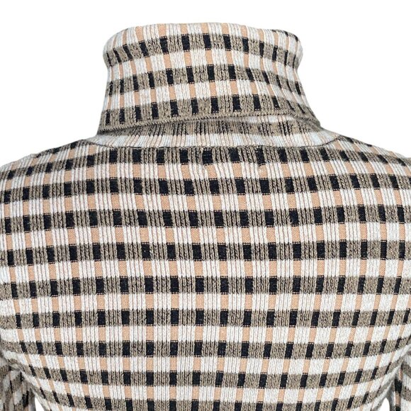 Maeve Anthropologie Striped Turtleneck Jumper Sz L Indie Grunge Fitted Plaid - Picture 9 of 13